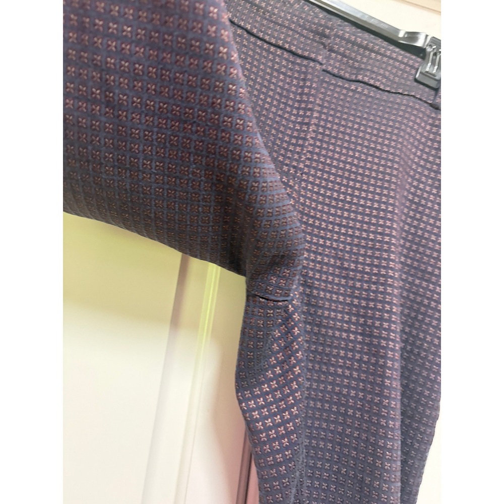 LOFT Marisa‎ Skinny Pants Size 14 Dark Navy Burgundy Geometric Floral Shimmer - Picture 3 of 4